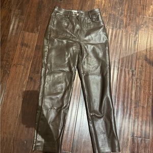 Wilfred chocolate brown faux leather pant
